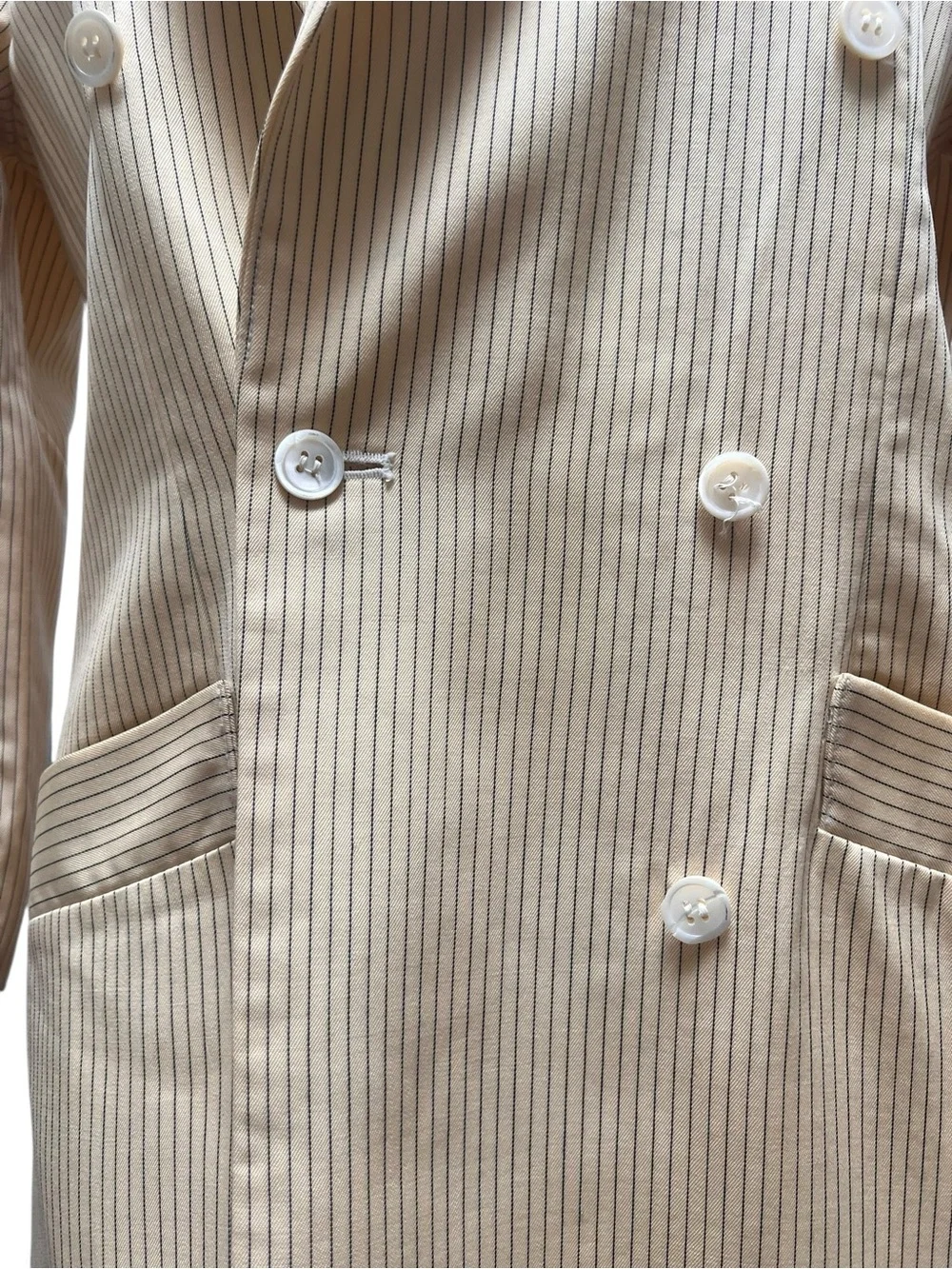 Vtg Christian Dior Yellow Pinstripe Suit Jacket/ Coat/Dress/Blazer. Sz 8. Wool.